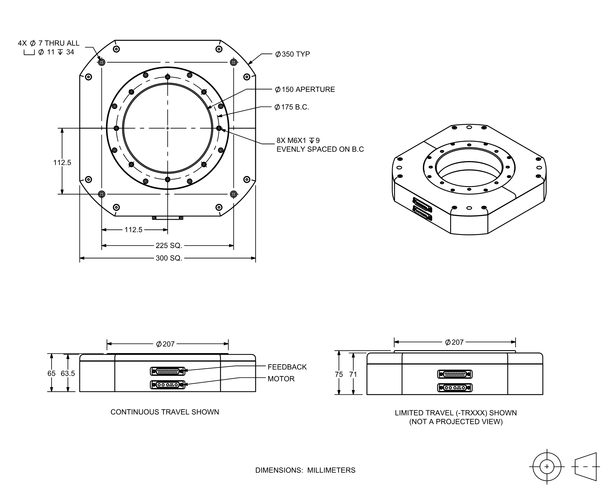 Details about   Aerotech Inc Direct Drive Large Aperture Rotary Stage Unit Model ALAR-150 